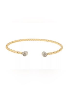 Meshmerise 18k over silver .12 ct. tw. Diamond bangle Cuff Bracelet